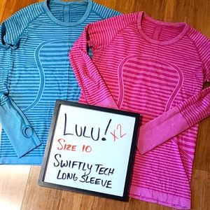 Lot of 2 Lululemon LS Swiftly Tech Crew SZ 10
